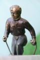 Orig.  Art Deco Lamp With Cold Painted Spelter Skiing Male Figure C1930s Art Deco photo 6