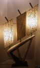 Mid Century Modern Atomic Three Light Table Lamp Ceramic W/ Fiber Shades Mid-Century Modernism photo 2