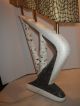 Mid Century Modern Atomic Three Light Table Lamp Ceramic W/ Fiber Shades Mid-Century Modernism photo 7