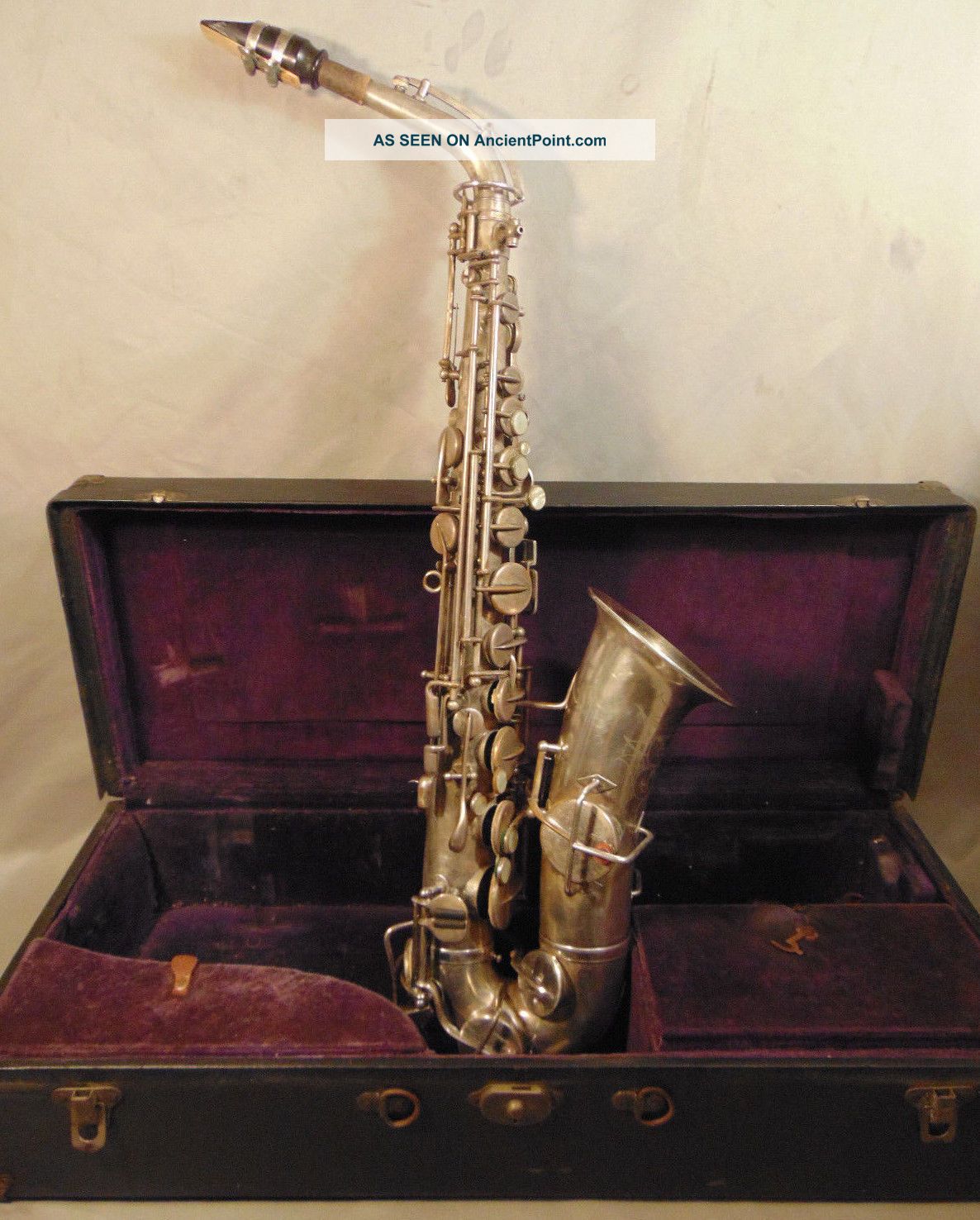 Antique Buescher Alto Silver Plated Saxophone Low Pitch True Tone Wind photo