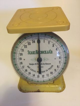 Vintage 1906 Sears Roebuck & Co.  Metal Scale Mustard Yellow Hard To Find Rare photo