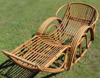 Vintage Mid - Century Bamboo Rocking Chaise Lounge By Emerson Rattan Co. photo