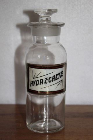 Antique Chemist Apothecary Medicine Jar Under Glass Label Ground Stopper Bottle photo