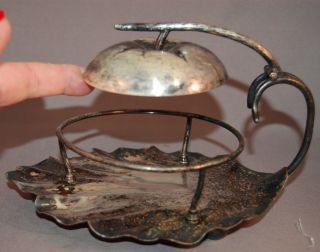 Victorian Silver Plate Marmalade Holder W/figural Leaf & Apple Top Incredible photo