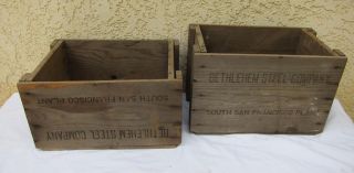 2 Vintage Wood Bethlehem Steel Crate Box Rustic Advertising Decor San Francisco photo