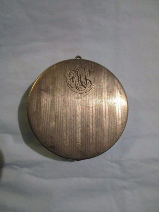 Vintage Sterling Silver Round Shape Pill Box Hinged 14.  20 Grams Monogrammed photo