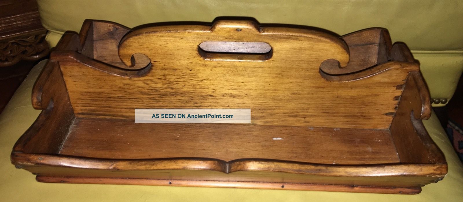 Antique Primitive Aafa Wood Utensil Cutlery Knife Tray Tool Caddy Box Primitives photo