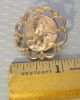 Antique French Brass Art Nouveau Lady Button 30mm Openwork Scallop Fleur Frame Buttons photo 2