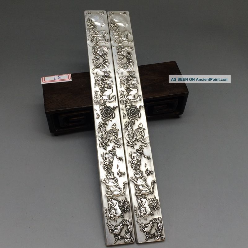 China ' S Tibet Silver Hand Carved Chinese Zodiac Paper Weight Other Antique Chinese Statues photo