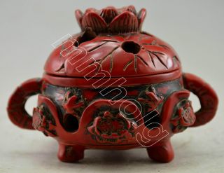 Collectible Decorated Old Handwork Coral Like Resin Carved Lotus Incense Burner photo