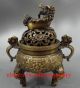 Chinese Buddhist Exquisite Dragon Lion Hollow - Out Censer Bronze Dog Incense Burners photo 1