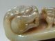 Antique Old Chinese Nephrite Celadon Jade Carved Statue Liger=china Ru - Yi Other Antique Chinese Statues photo 2