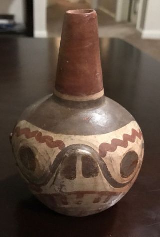 Wow Pre Columbian Nazca Spouted Vessel Mesoamerican Ceramic Pottery From Peru photo