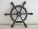 Antique Brass Wood Nautical Ship Boat Steering Wheel - Pat.  Date - 1884 Wheels photo 1