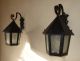 Antique Vintage French Iron And Glass Lanterns With Wall Brackets Chandeliers, Fixtures, Sconces photo 1