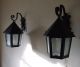 Antique Vintage French Iron And Glass Lanterns With Wall Brackets Chandeliers, Fixtures, Sconces photo 2