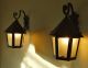 Antique Vintage French Iron And Glass Lanterns With Wall Brackets Chandeliers, Fixtures, Sconces photo 3
