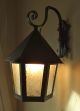 Antique Vintage French Iron And Glass Lanterns With Wall Brackets Chandeliers, Fixtures, Sconces photo 4