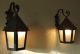 Antique Vintage French Iron And Glass Lanterns With Wall Brackets Chandeliers, Fixtures, Sconces photo 5
