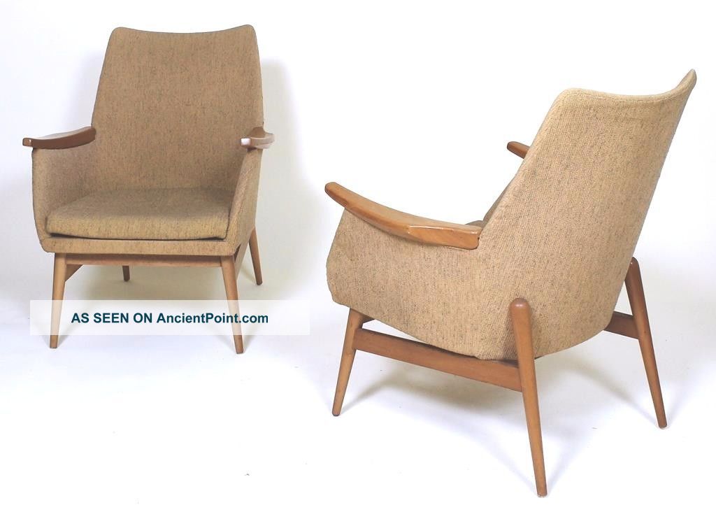 1 Of 2 Stunning Retro Vintage 1960 ' Mid Century Modern Easy Armchairs 1900-1950 photo