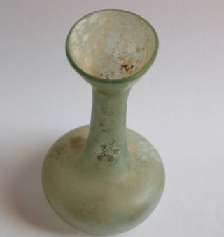 Ancient Roman Translucent Green Glass Bottle 4th Century Ce photo