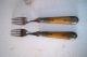 Antique Riveted Bone Handle Pewter Civil War Forks Primitives photo 1