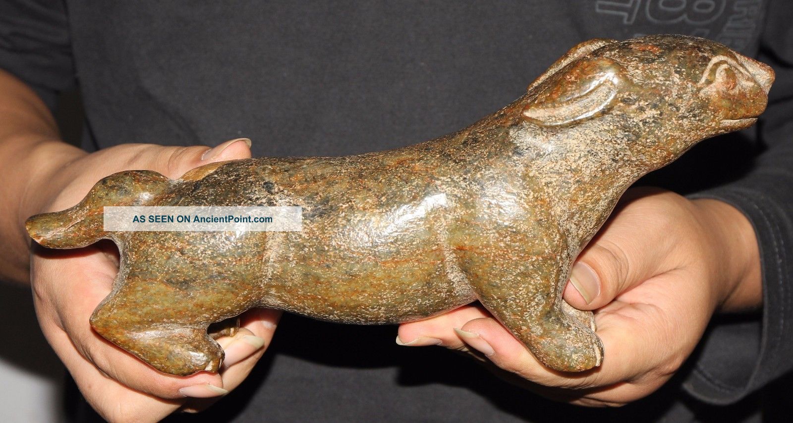 1730g Antique Chinese Hongshan Jade Carved Jade Beast Statue Long 27cm Other Antique Chinese Statues photo