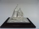 Masterly Hand Crafted Japanese Sterling Silver 2 Masted Model Yacht Ship Japan Other Antique Sterling Silver photo 3