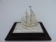Masterly Hand Crafted Japanese Sterling Silver 2 Masted Model Yacht Ship Japan Other Antique Sterling Silver photo 8