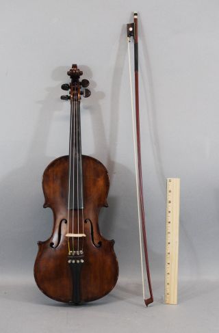 Antique German,  Stradivarius Copy,  4/4 Figured Maple Violin & L.  Bausch Bow Nr photo