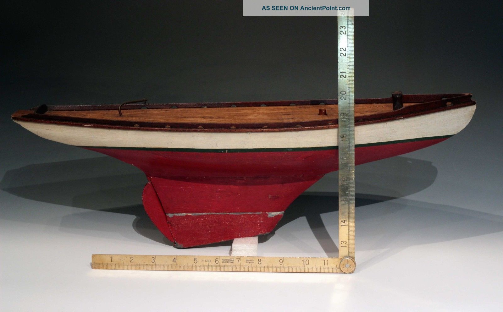 Antique Pond Boat,  With Rudder And Lead Keel.  Great Deck Details. Model Ships photo