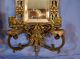 2 Antique Ornate Solid Brass Wall Sconces Candelabra Louis Xvi Mirrors Dolphins Chandeliers, Fixtures, Sconces photo 4