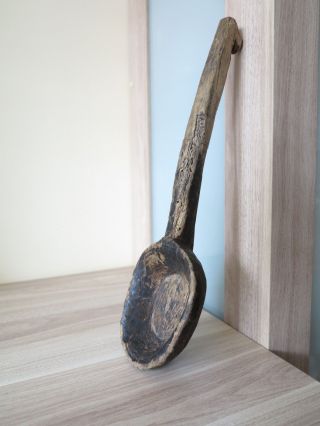 Antique Primitive Wooden Spoon,  Scoop Europe 1800 photo