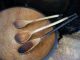 3 Primitive Antique Wood Stirring Spoons Dry Black Milk Paint Primitives photo 1