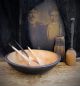 3 Primitive Antique Wood Stirring Spoons Dry Black Milk Paint Primitives photo 3