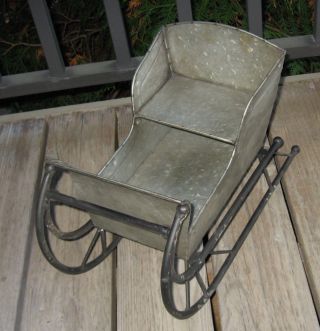 Galvanized Metal/cast Iron Sled Sleigh Primitive/french Country Christmas Decor photo