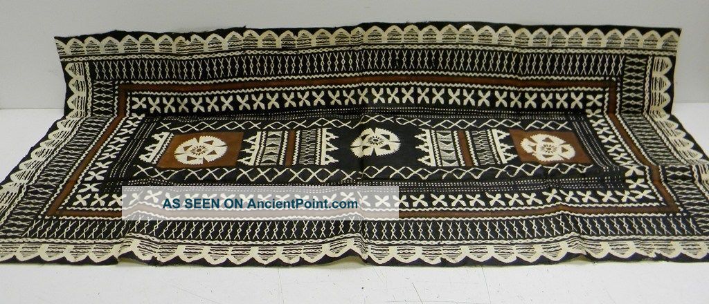 Vintage Tapa Cloth 49” X 24” Polynesian/fijian/south Pacific W/geometric Design Pacific Islands & Oceania photo