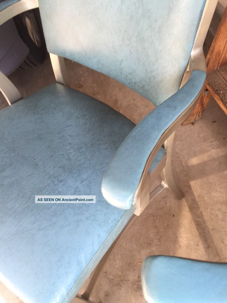 Vintage Good Form Tag Aluminum Metal Office Chairs Mid Century Industrial Blue Post-1950 photo