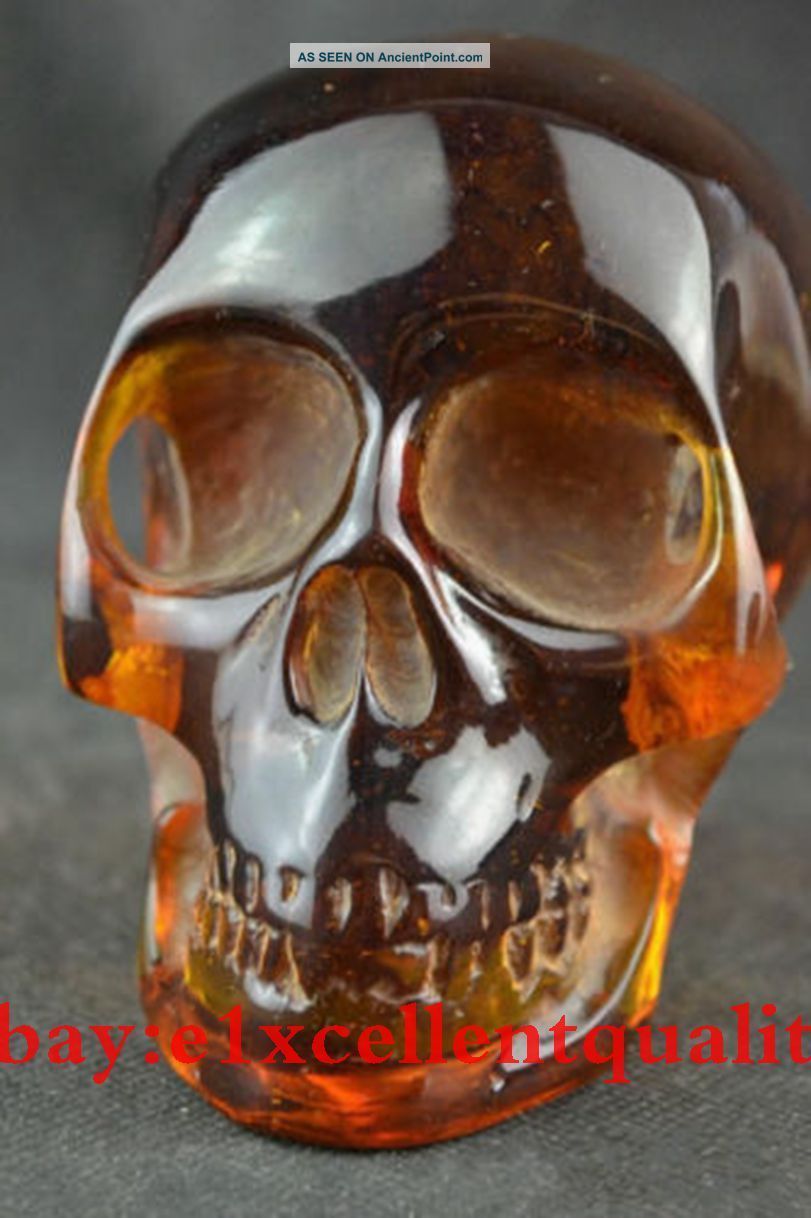 Old Collectible Decorate Handwork Old Burmese Amber Carving Skull Statue Other Antique Chinese Statues photo