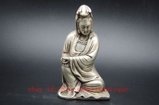 Old Chinese Buddhism Silver Kwan - Yin Guanyin Bodhisattva Goddness Statue photo