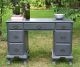 Vintage Mahogany Claw Foot Graphite Distressed Writing Desk By Kling 1900-1950 photo 1