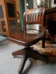Fabulous Small Vtg Antique Wood Sikes Office Swivel Castor Chair Walnut 1900-1950 photo 1