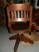 Fabulous Small Vtg Antique Wood Sikes Office Swivel Castor Chair Walnut 1900-1950 photo 3