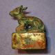 China Gold Gilt Bronze Seal,  Unicorn Handle Adherent Of Shang Fu Zi 206 Bc - 220ad Chinese photo 1