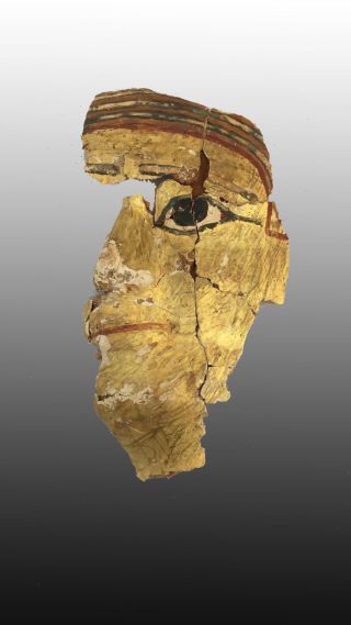 Egyptian Cartonnage Mummy Mask Gilded Right Side photo