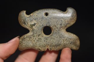 Old Chinese Neolithic Hongshan Jade Hand Carved Amulet Pendant N85 photo
