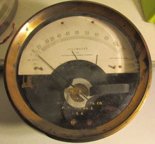 Antique Stanley Electric Mfg Voltmeter Alternate Or Direct Current 1895 Patent photo