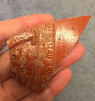 Roman.  Decorated Samian Ware Sherd (1st - 2nd Century A.  D). photo
