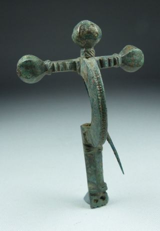 Large Ancient Roman Bronze Cross Bow Brooch 4th Ad photo