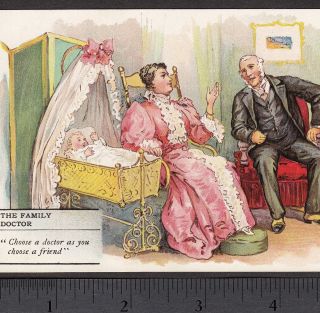 Family Doctor Mellins Baby Food Antique Crib Victorian Advertising Trade Card photo